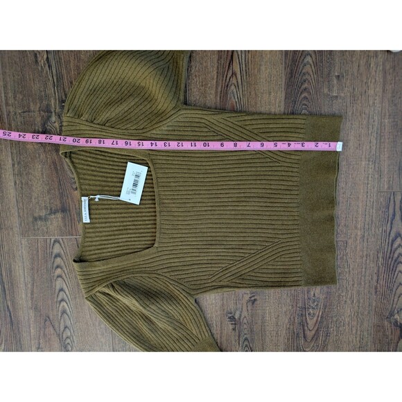 ULLA JOHNSON green Hadley gathered Ribbed Wool Top Yellow/ Green Khaki Medium - Picture 6 of 11